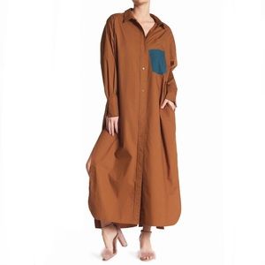 TOV Oversized Long Sleeve Shirt Maxi Dress